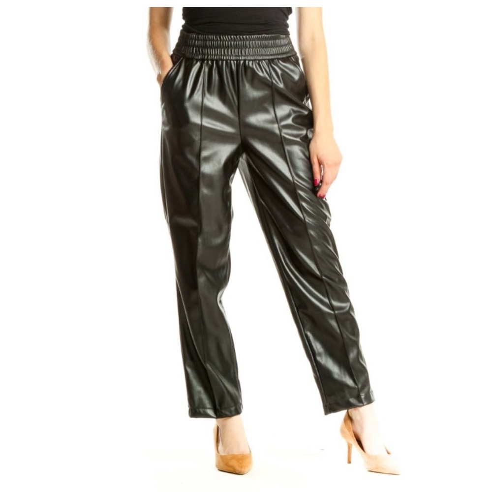 Anthropologie Maison D’Amelie Chic Black Faux Leather Joggers